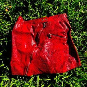 Red snakeskin skirt